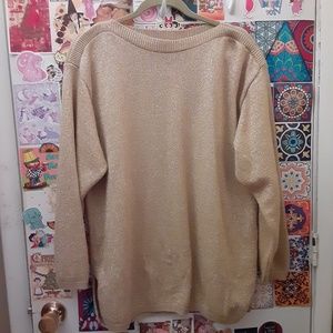 VTG Bedford Fair 1X Gold Glitter Glam 80's 90's Sweater Metallic